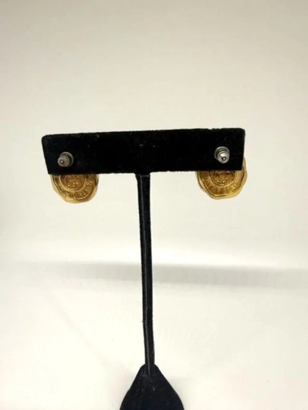 KJL Kenneth Jay Lane for Avon Blue Cabochon & Gold Tone Twist Stud Earrings - Picture 4 of 5